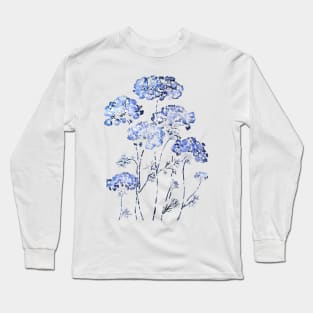 abstract queen anne's lace blue Long Sleeve T-Shirt